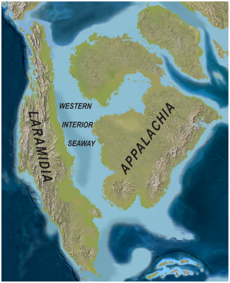 Cretaceous paleogeography of N. America