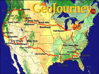 Map of field trip route for BGSU's GeoJourney interdisciplinary field course