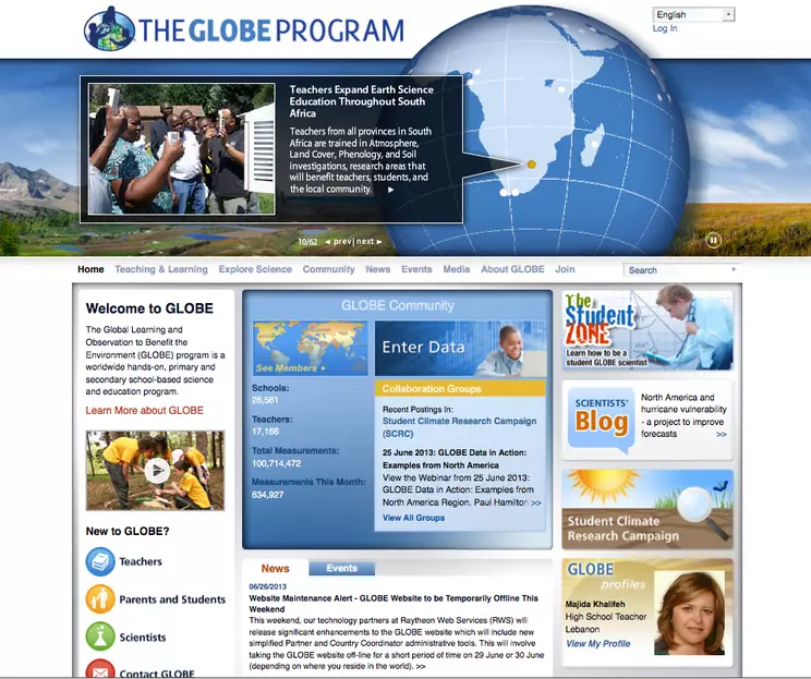 Globe opening page