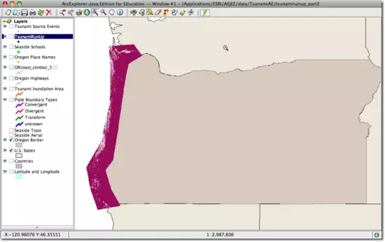 coast contours on map