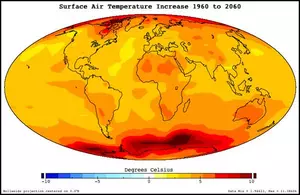 Projected Surface Air Temperature Increase 1960 to 2060