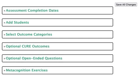 Screenshot showing the 6 E-CURE dashboard boxes for making changes