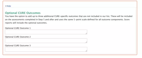 E-CURE Optional Outcomes  editable field