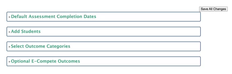 screenshot of E-Compete editable fields in dashboard