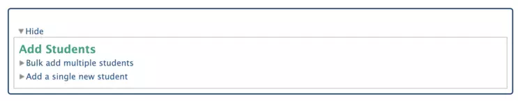 screenshot of E-Compete box 2: Add Students