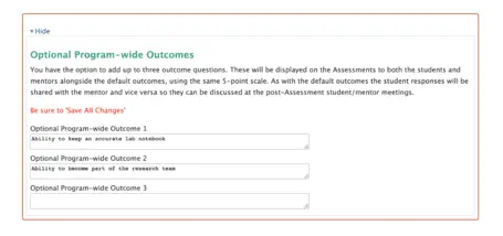 EvaluateUR Program-Wide Outcome Selection