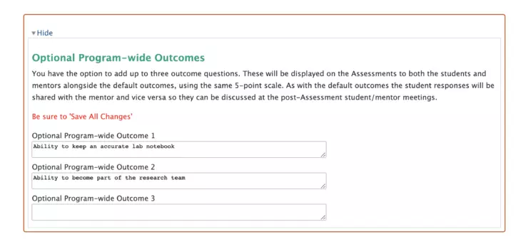 EvaluateUR Program-Wide Outcome Selection