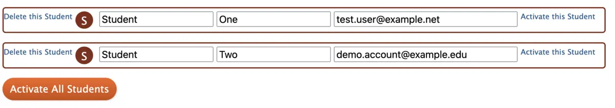 Screenshot of students in student-only scored option before activation