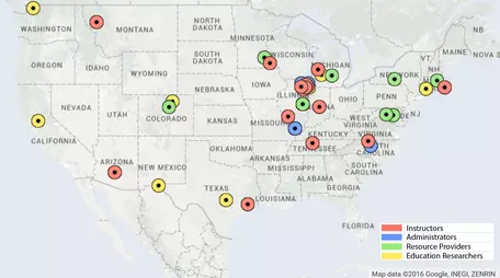 Location of Geo-Needs meeting participants' institutions or organizations