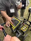 Close up of hand pointing to GPR controller screen components.