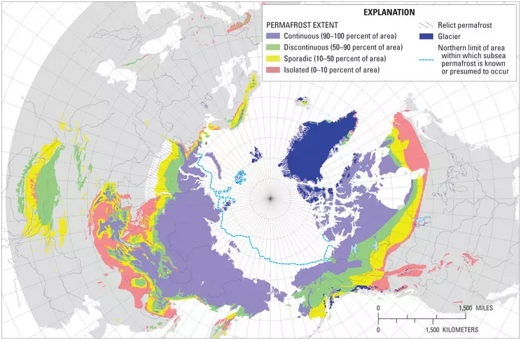 Map of northern hemisphere permafrost extent