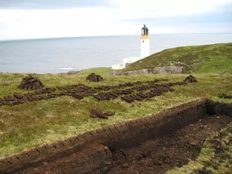 Peat cutting and harvesting in Scotland 