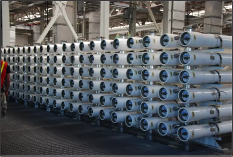 Reverse osmosis coils in a facility.