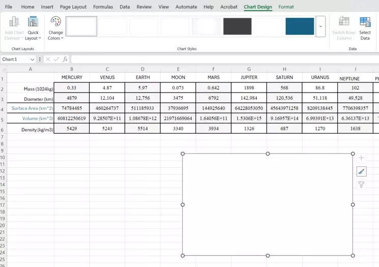 Screenshot for a blank Scatter plot