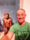Mr. Koenig with a model of Au. afarensis at the Perot Museum of Nature and Science, Dallas, Texas.