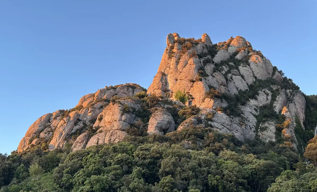 Conglomerate peaks of Montserrat, Catalonia, Spain at sunrise