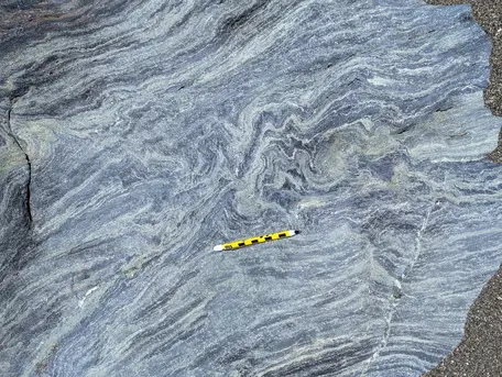 Folds in blueschist and eclogite, Jenner Beach, CA