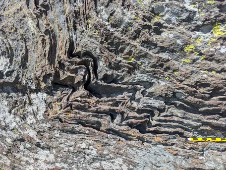 Folds in blueschist, Turtle Rock, Ring Mountain, Marin, CA