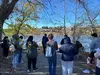 Students observe the James River