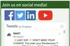 Screen shot of social media links
