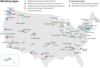Map of the United States showing the distribution of Traveling Workshops at universities and colleges across the country. 