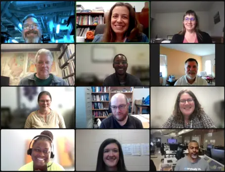 Screenshot of 12 people in a Zoom meeting