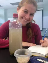 Student studying sediments