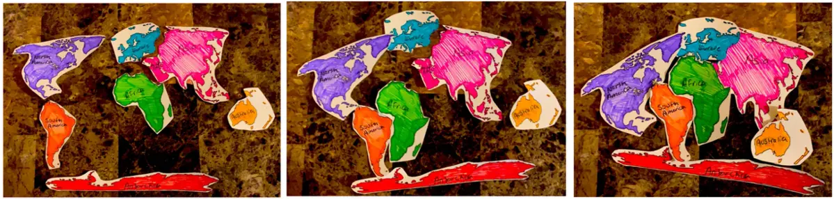 Three still frames from a student-created stop-motion model