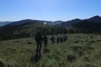 students walking in the field