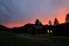 Sunset behind classroom building at IU Field Station