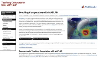 Screenshot of the Teaching Computation with MATLAB website