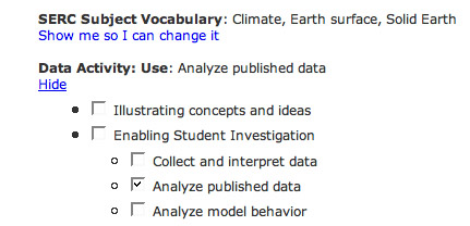 Screen shot of the list of vocab terms