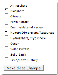 screen shot of controlled vocabulary selection