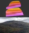 Top: A representation of a thrust fault in Visible Geology's Geology Explorer.
 Bottom: The Moine Thrust At Loch Glencoul, an example of a thrust fault
